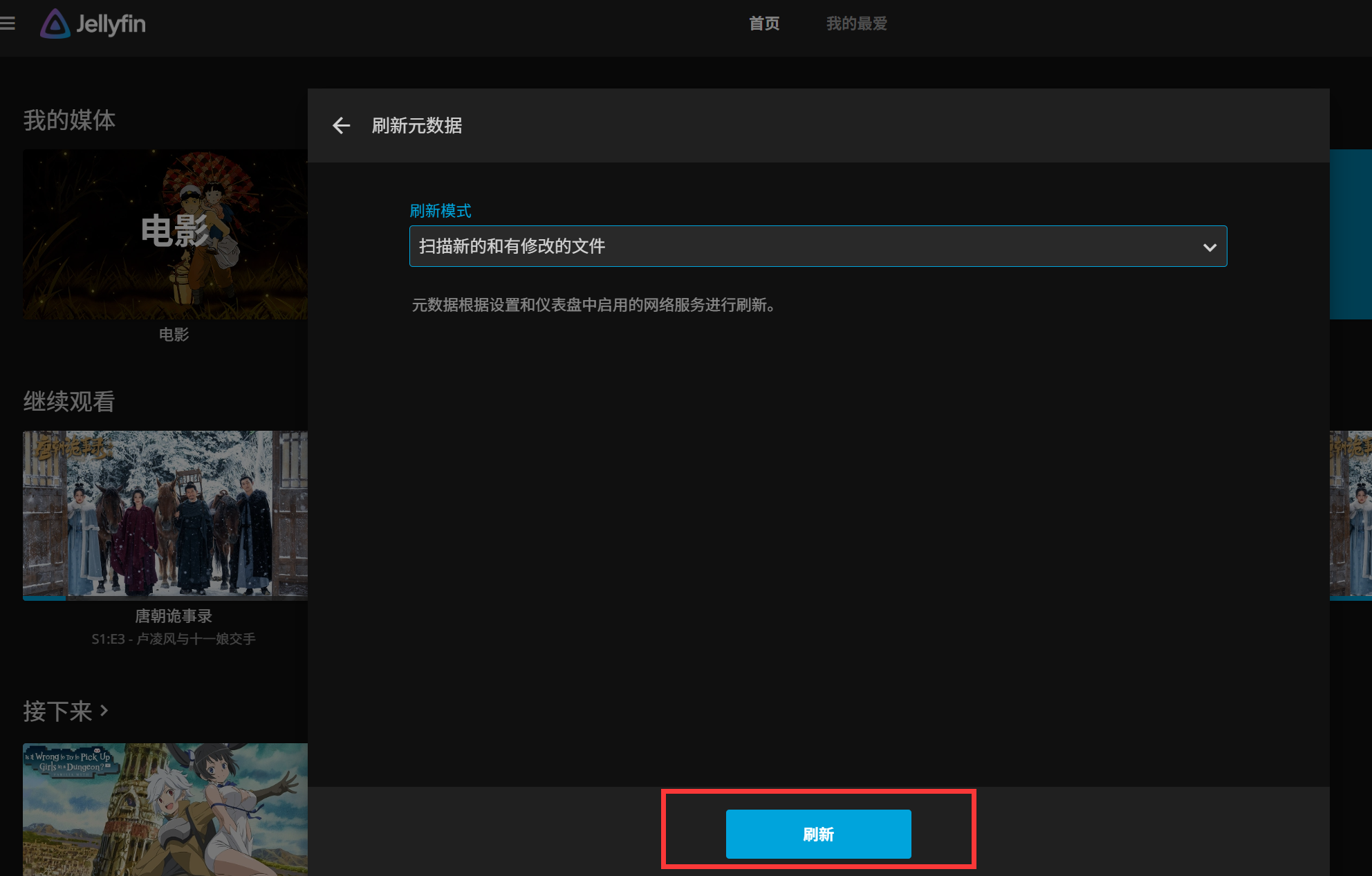 刷新媒体库元数据